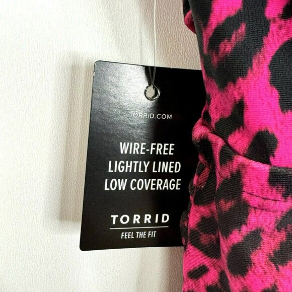 Torrid Tankini Swim Top Womens Plus Size 2X Wireless Cap Sleeve Pink Leopard NWT - Picture 5 of 5